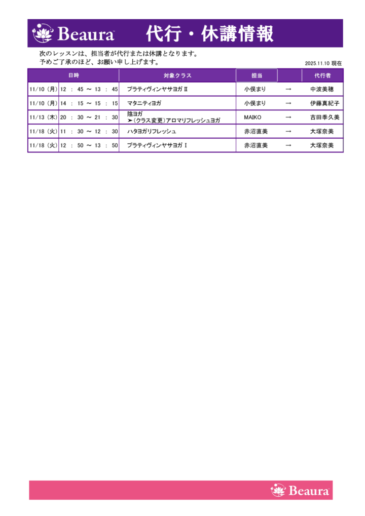 代行情報更新(11/10現在)の画像