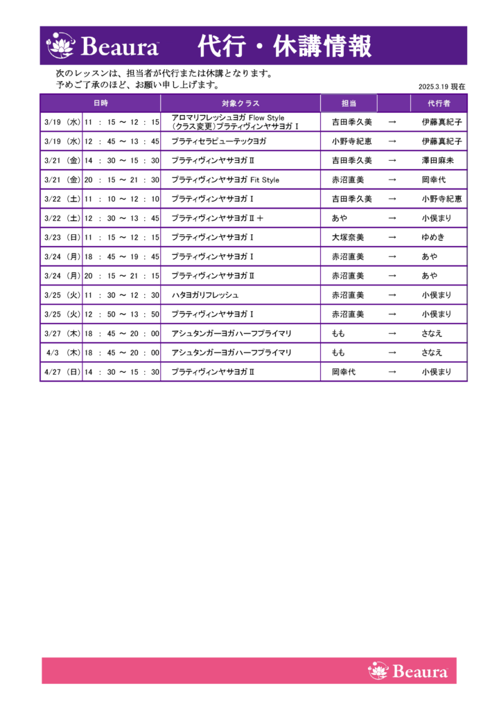 代行情報更新（3/19現在）の画像