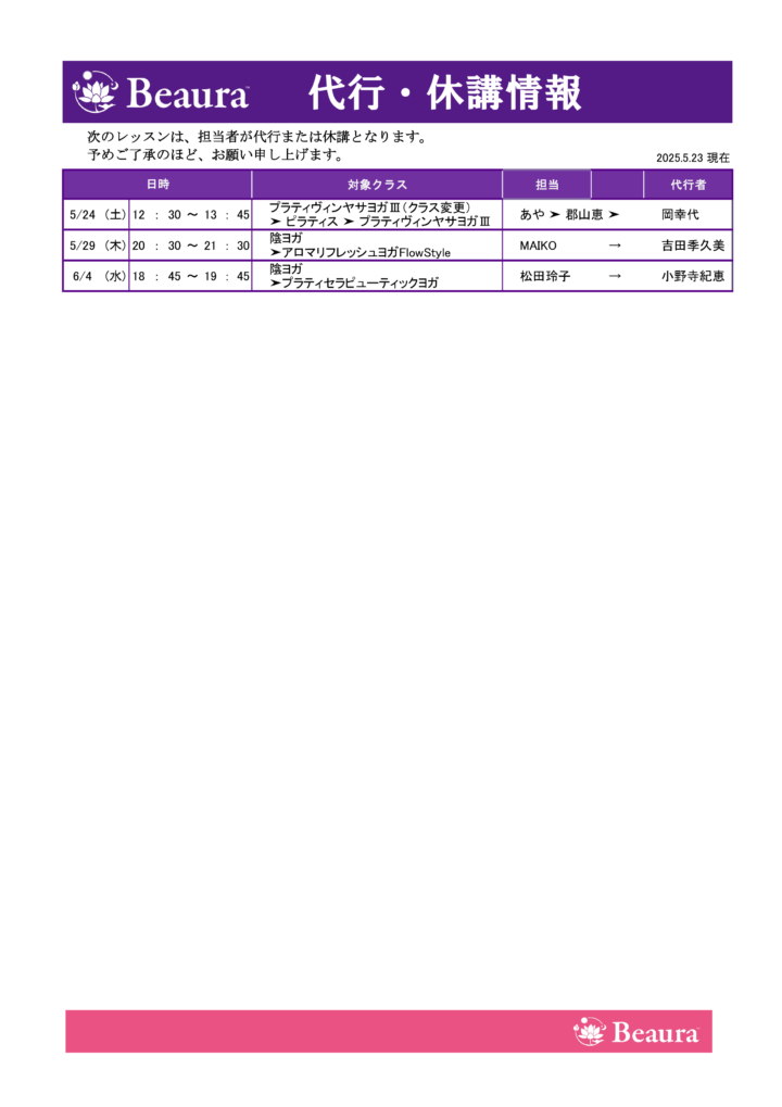 代行情報更新（5/23現在）の画像