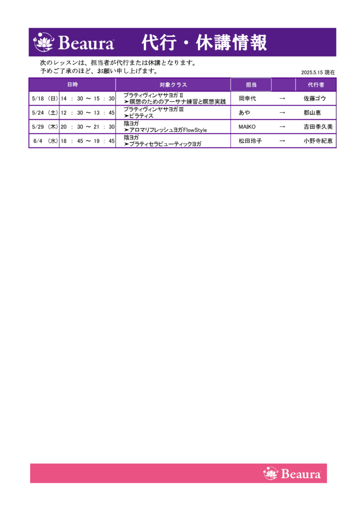 代行情報更新（5/15現在）の画像