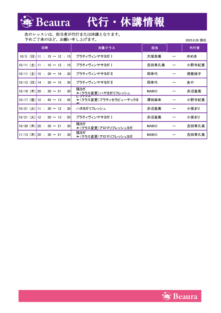 代行情報更新（9/28現在）の画像