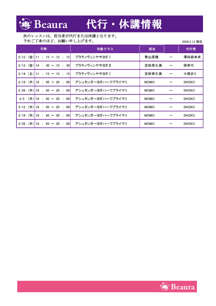 代行情報更新（2/13現在）の画像