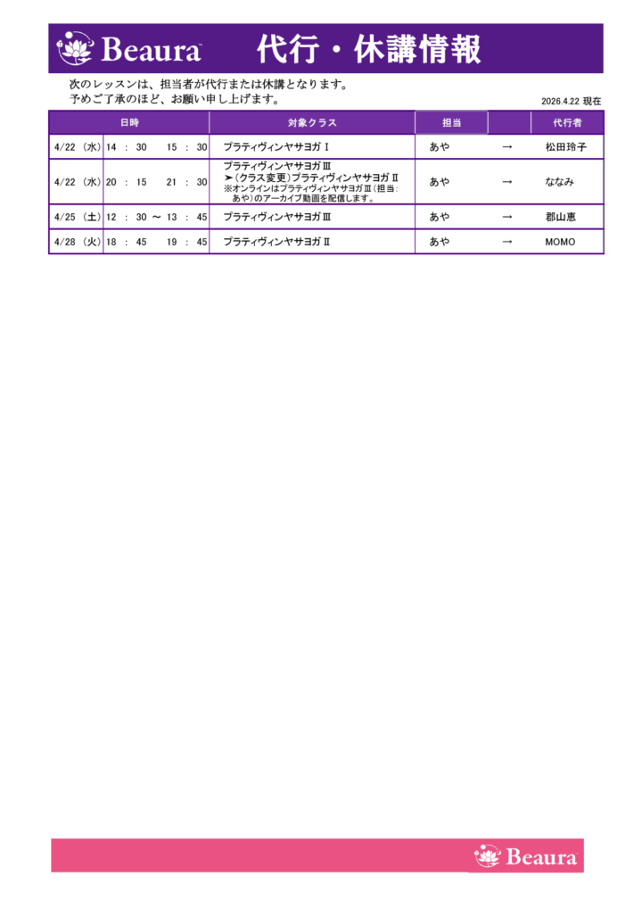 代行情報更新（4/14現在）の画像